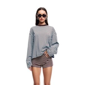 Lioness Striped Long Sleeve Tee - Black and White